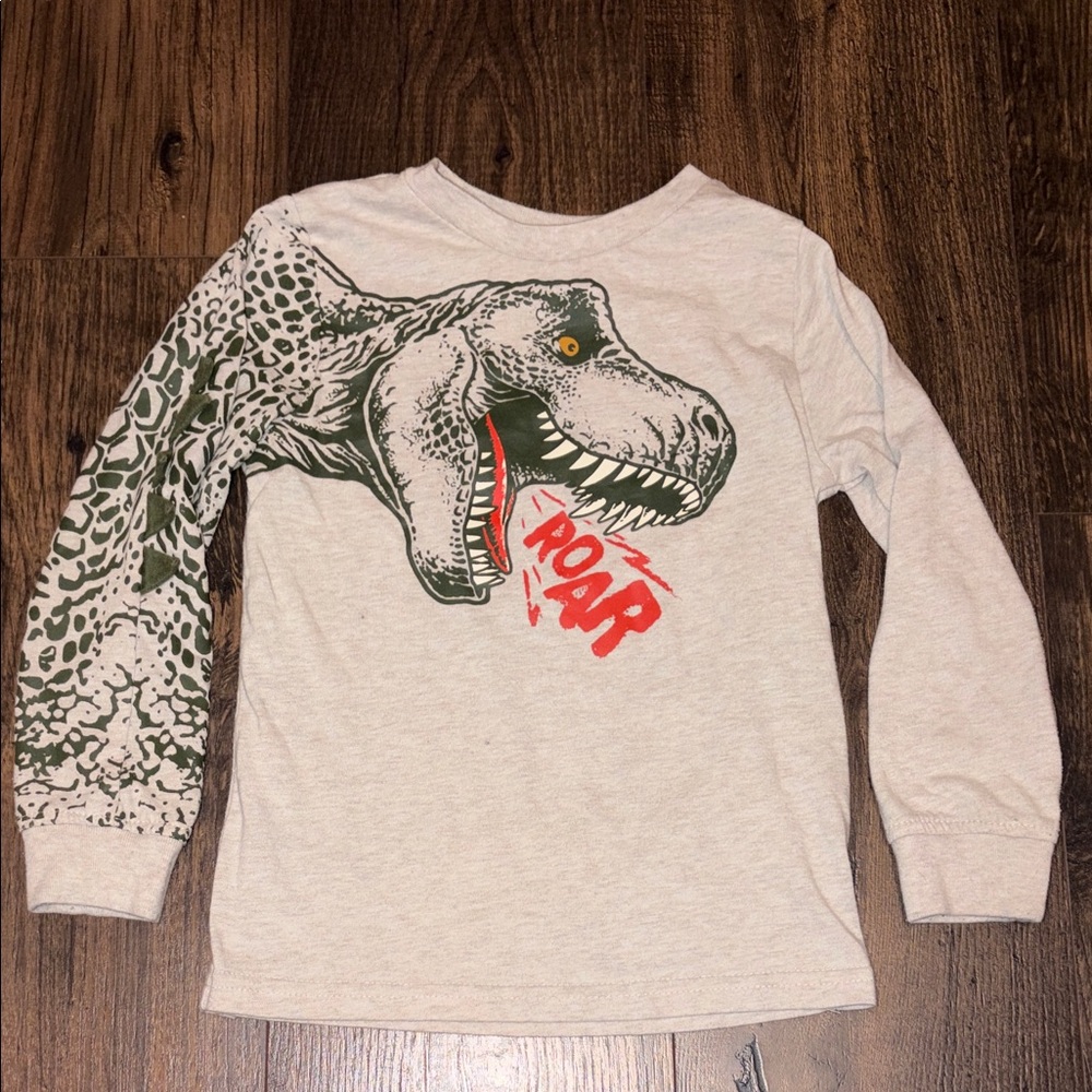Garanimals Long Sleeve Dinosaur Tee - Cream and Green